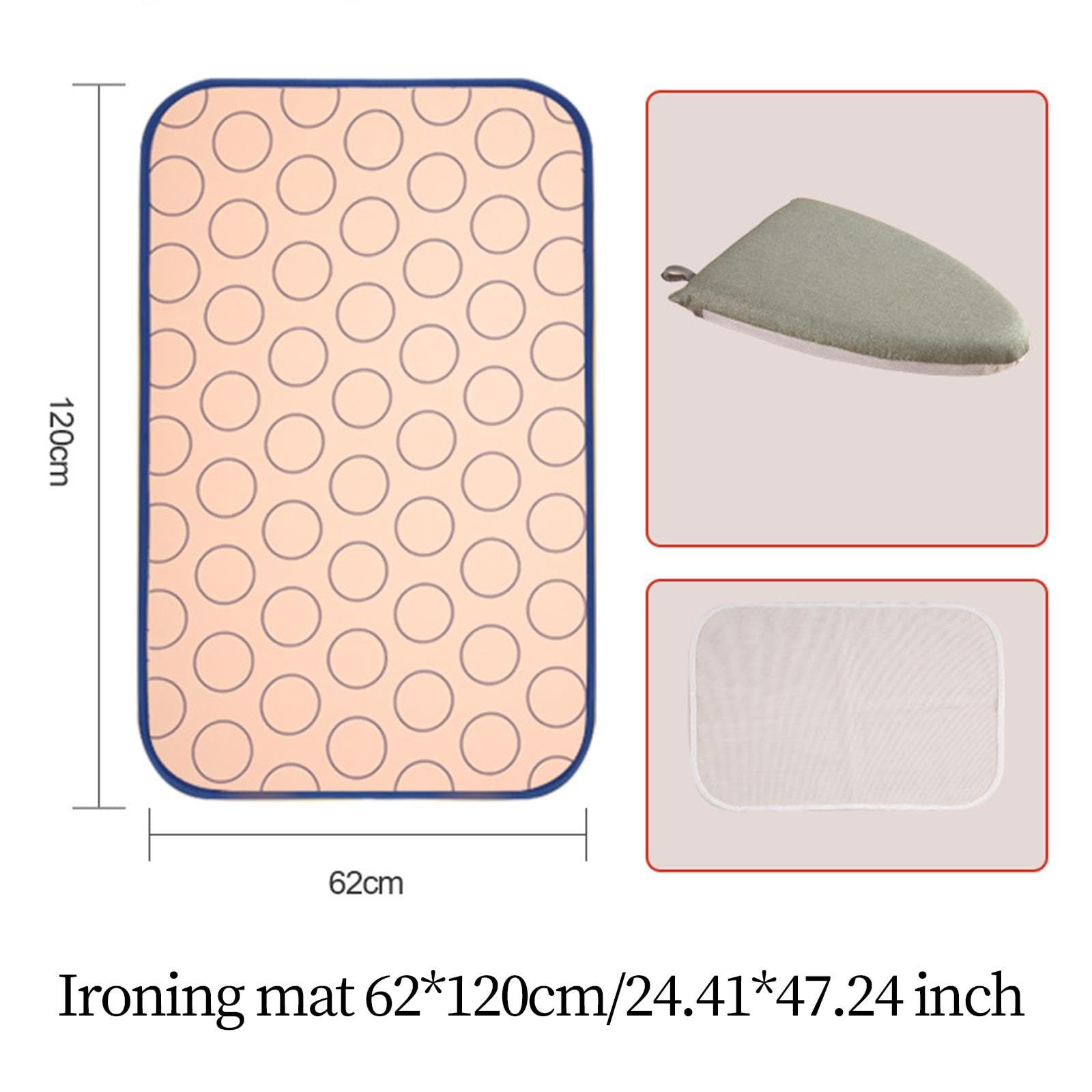 Bügelmatte für Tischplatten mit Wärmeisolierendem Netz, Rutschfester Bügelhandschuh für Flache Oberflächen, Bügelunterlage für Bett Und Arbeitsplatte, 62cmx120cm