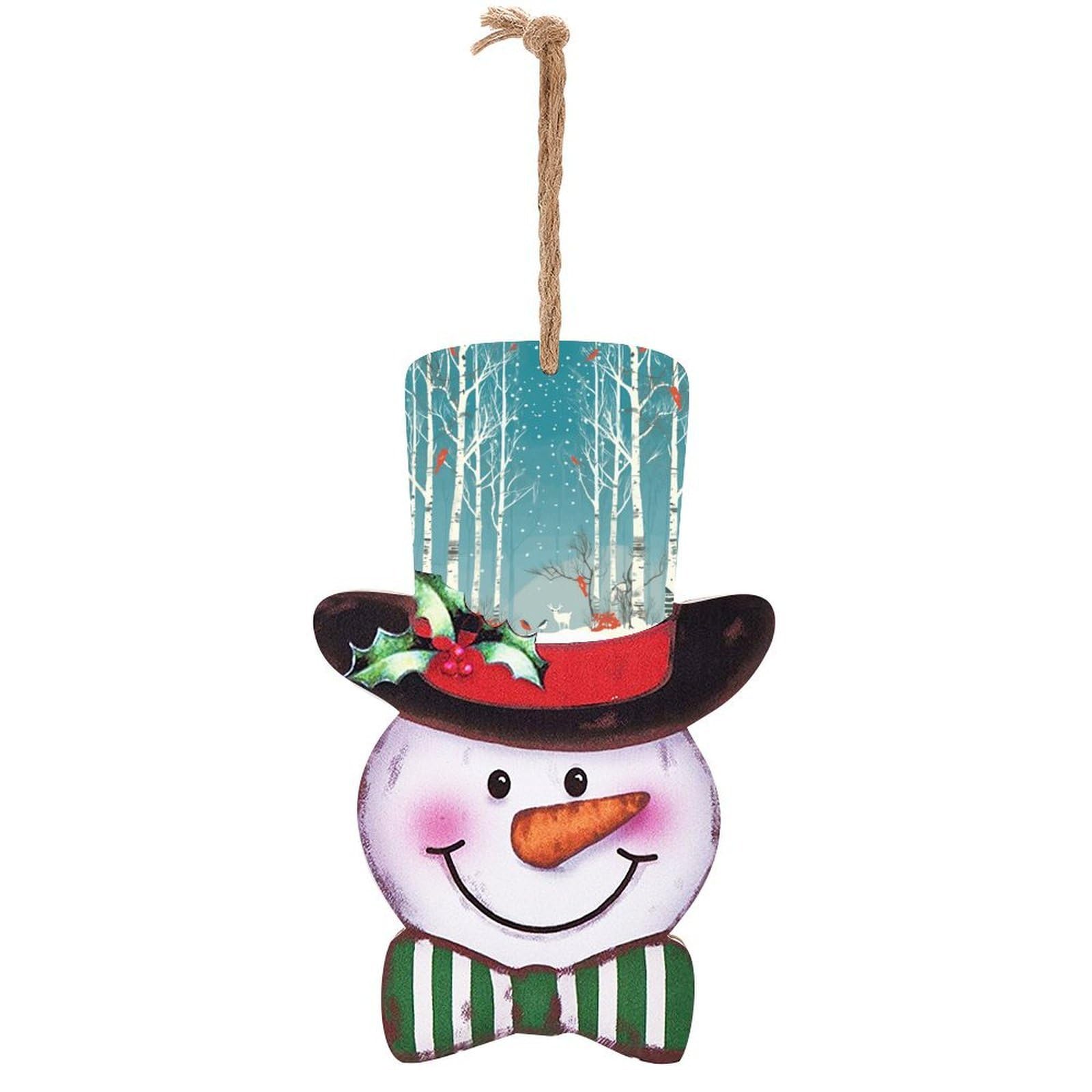 Merry Christmas Birch Tree Snowman Decor Christmas Snowmans Hanging Decors Wooden Exquisite Holiday Decoration Sign for Home Window Wall Farmhouse Indoor Outdoo