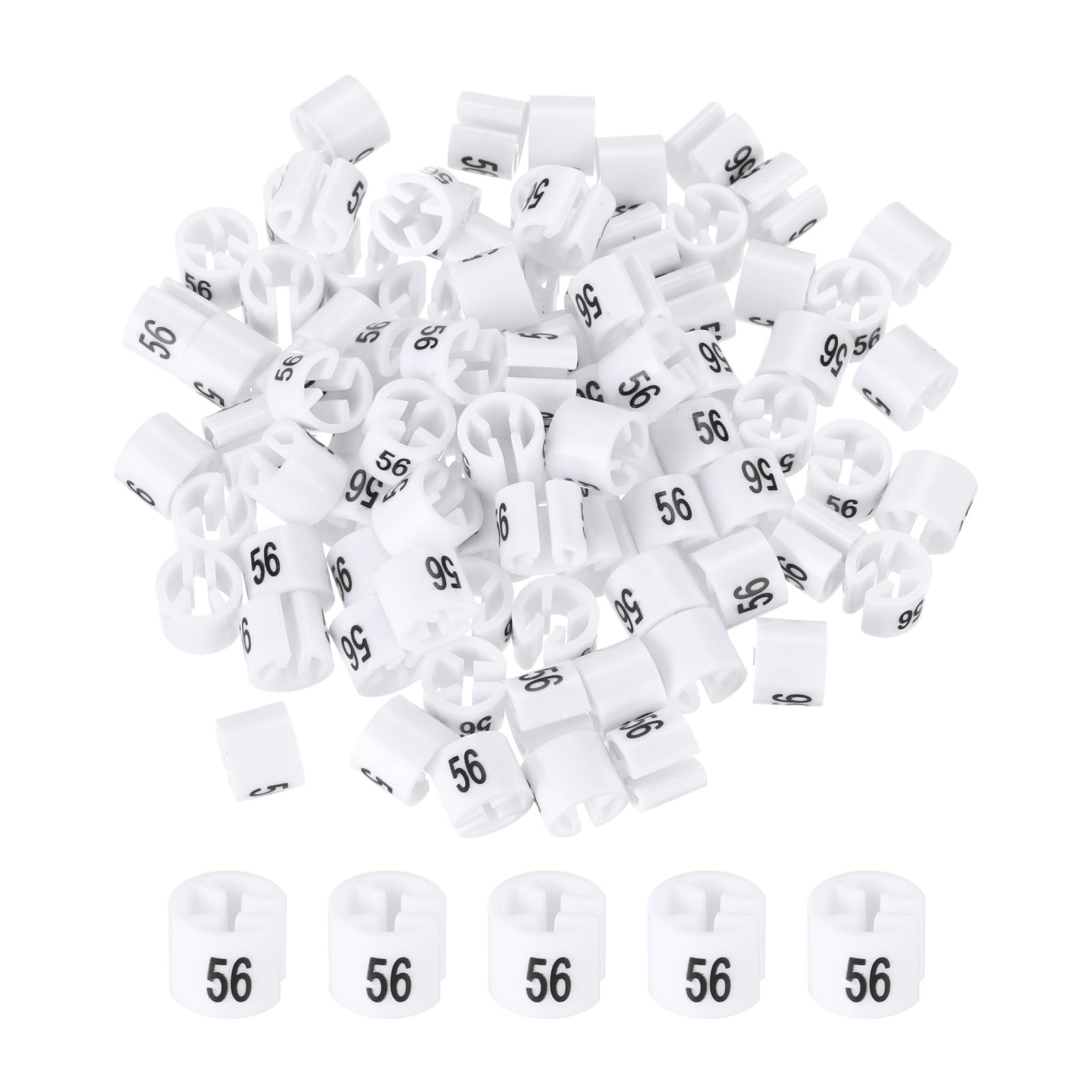 sourcing map Clothes Hanger Marker Colored Hanger Sizer Garment Markers Tag (Number 56, White) for Garment Clothing Color Coding, Pack of 100 Pcs