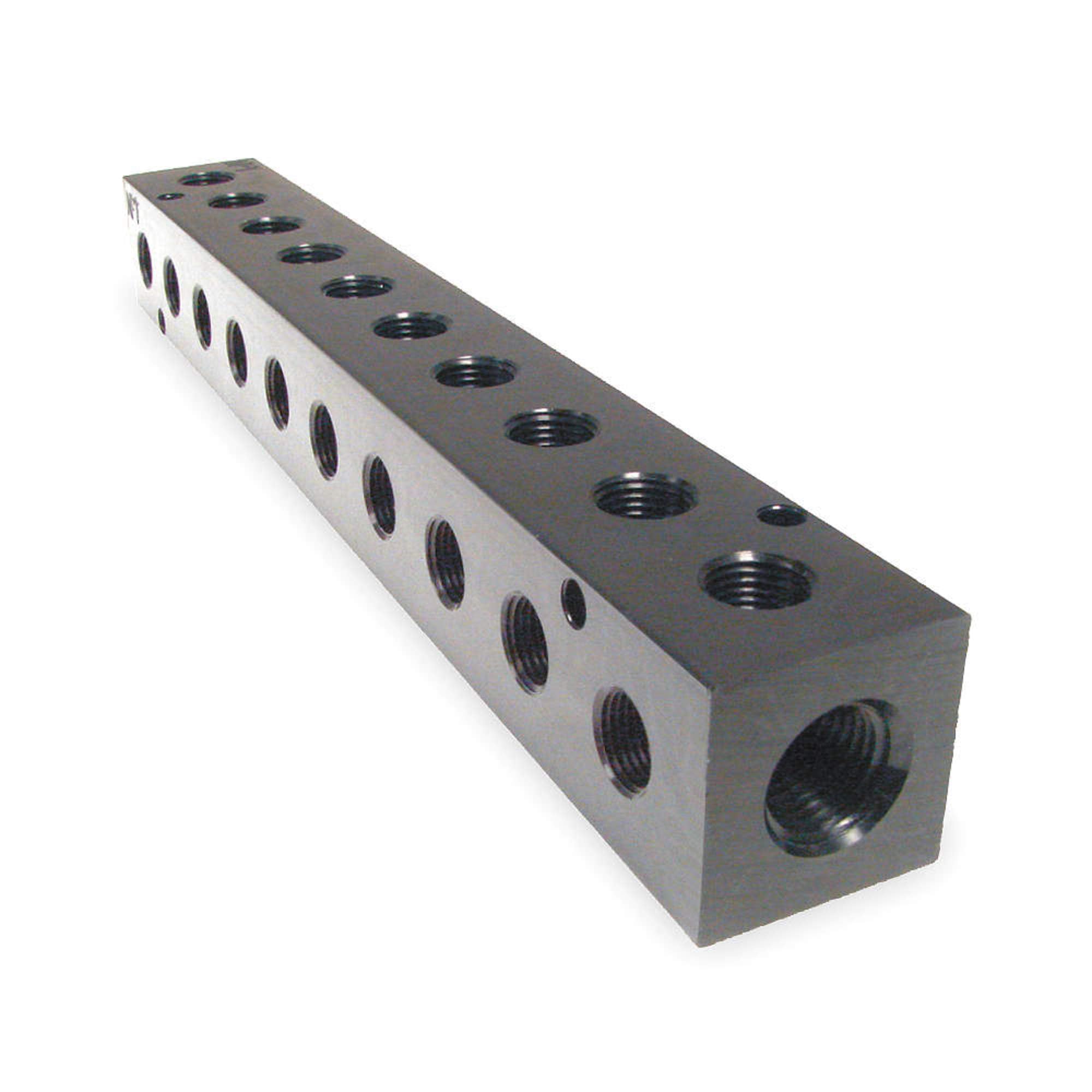 Pneumadyne M30-375-10-90, Manifold, 90 Degree Ports, 10-Station, 1/2 NPT Input, 3/8 NPT Output