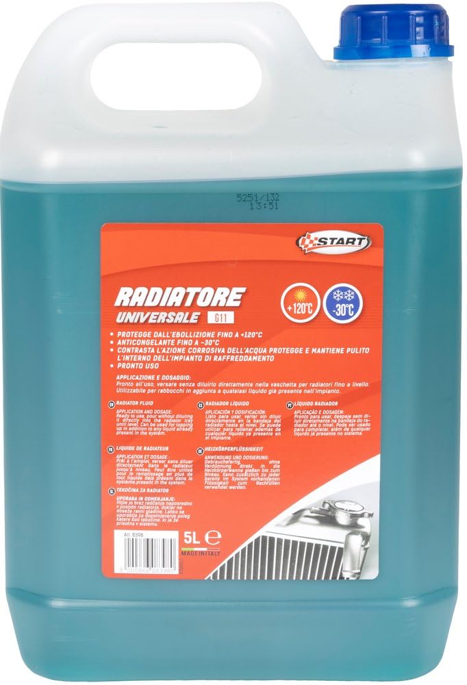 Start - Liquido Radiatore Antigelo 5 Litri Pronto Uso - Protezione Estesa da -30°C a +120°C, Compatibile con Radiatori in Alluminio, Ghisa e Leghe, Ideale per Auto, Furgoni e Veicoli Industriali