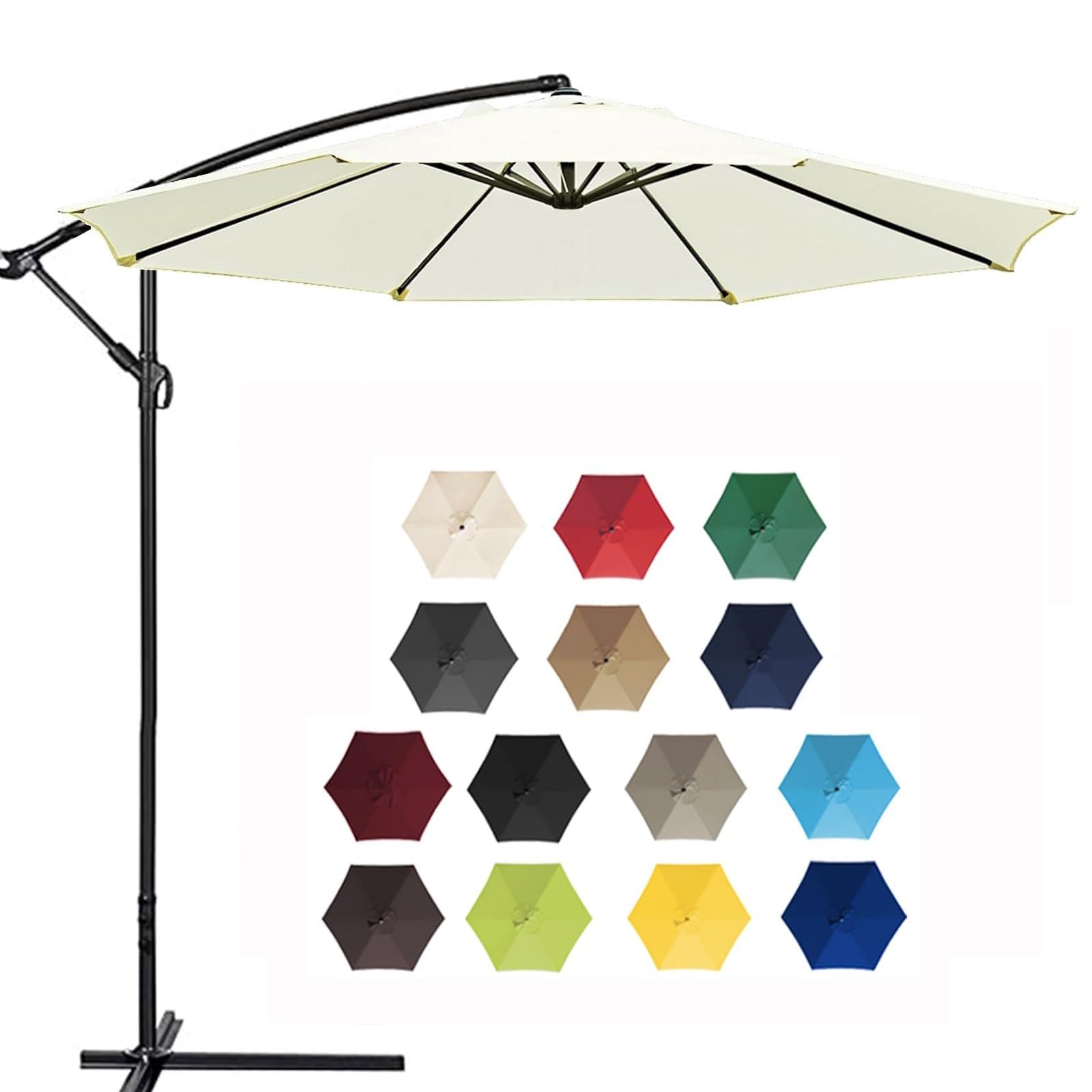 HAOKKV Replacement Parasol, replacement parasol cover 2.0m/2.7m/3.0m+6 Arms replacement parasol fabric cover for Garden Umbrella(White,2.7m/8.8ft)