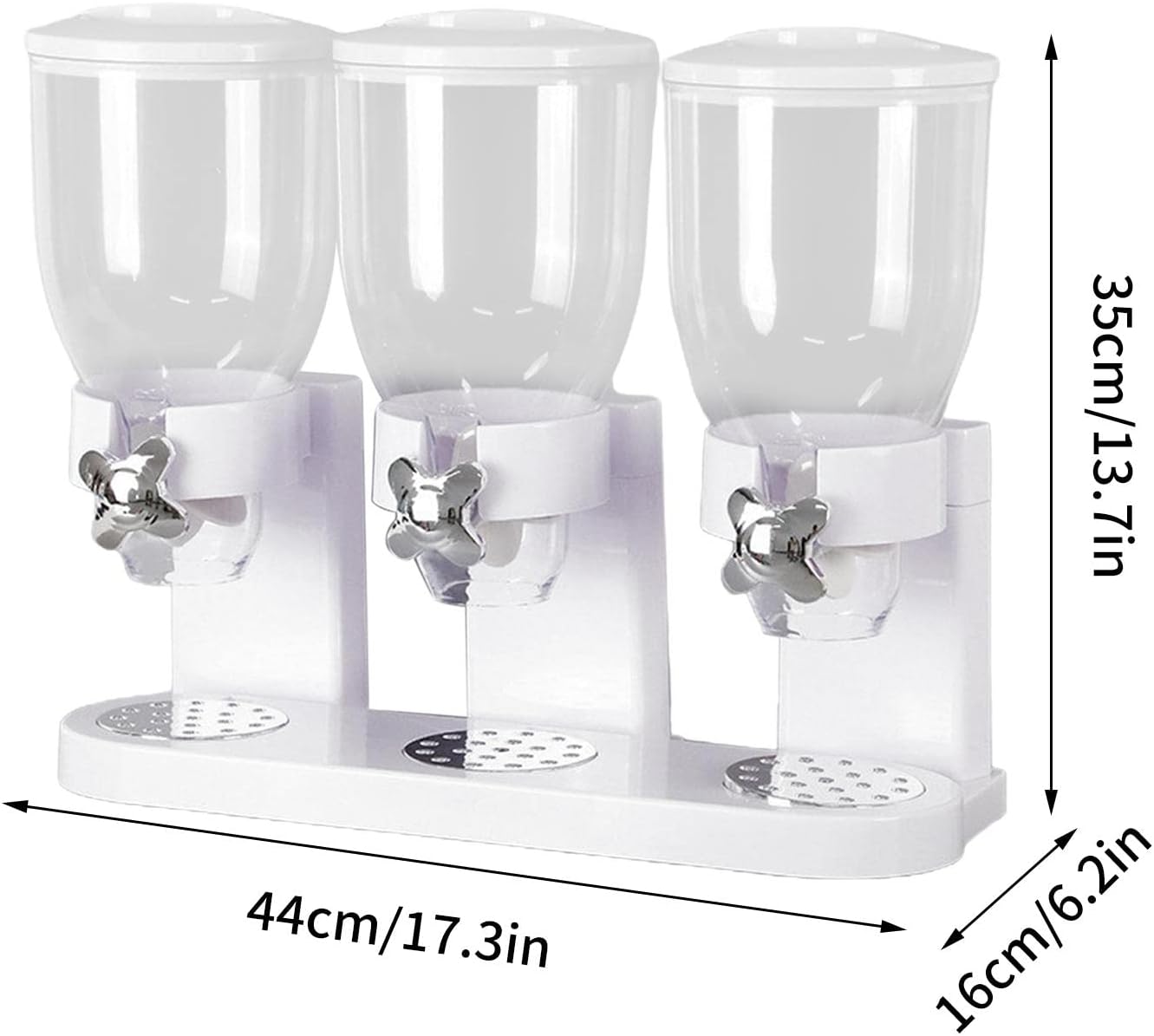 Triple Food Dispenser, Triple Dry Food Dispensers Cereal Dispenser, Dry Food Dispenser Wall Mounted Cereal Dispenser, Food Dispenser For Candy Nut Grain Granola Snack 17.3X6.2X13.7in