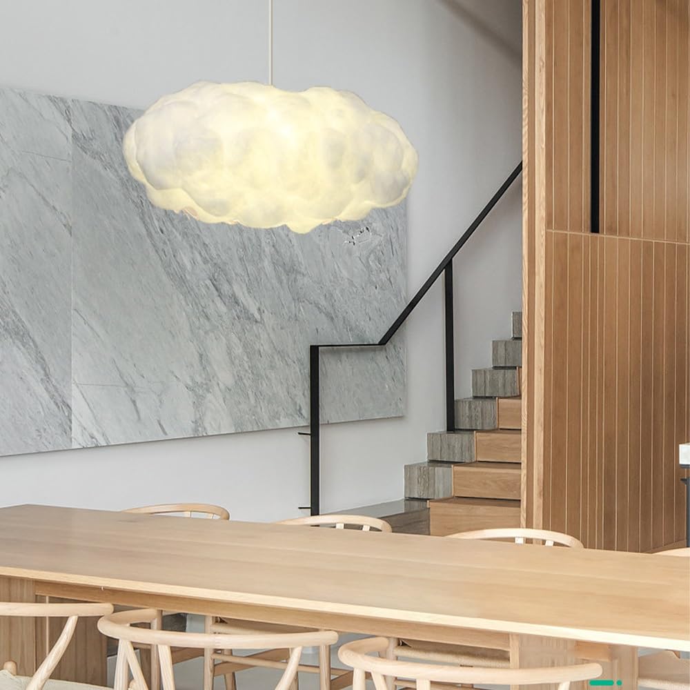 JOJOM 3D Simulatie Cloud Hanger Licht Creatieve Katoen Cloud Kroonluchter PVC Drijvende Cloud Plafond Licht Decoratieve Cloud Plafond Lamp Wolken Kroonluchter voor Eetkamer, Woonkamer, Winkelcentrum(C