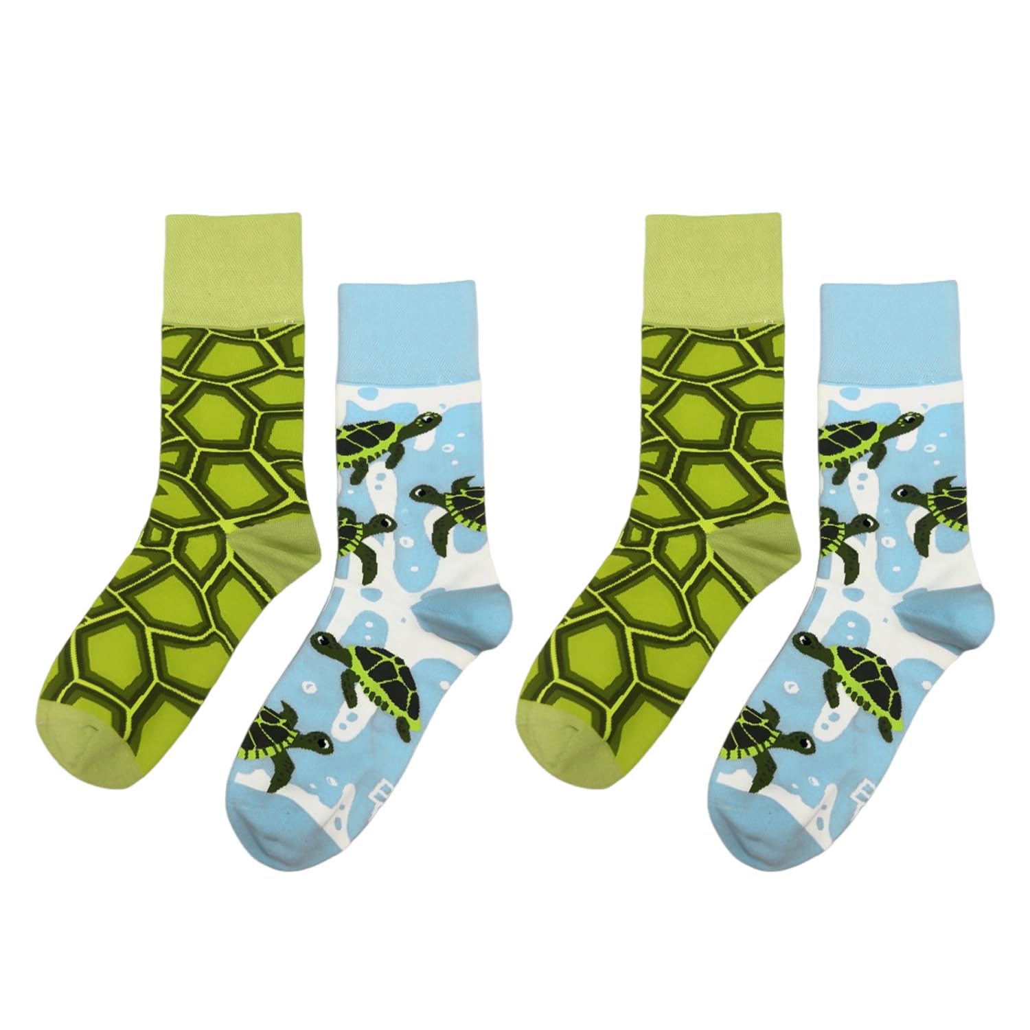 CYNOSURETECH 2 Pairs Of Turtle Socks, Comfortable And Breathable Cotton Socks, Personalized Fashion Socks, Unisex, Creative Asymmetric Socks, Interesting Socks