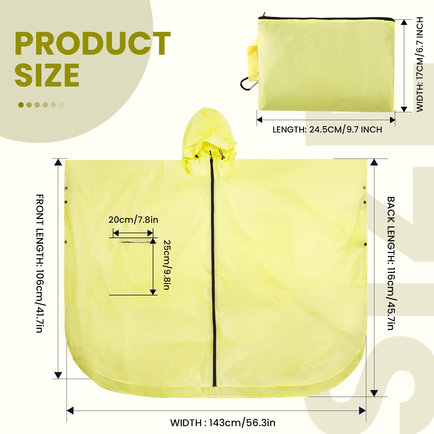SOPPY Poncho de pluie léger et imperméable pour homme et femme, coupe-vent, réutilisable, indéchirable, respirant avec capuche pour activités de plein air, séchage rapide, taille unique