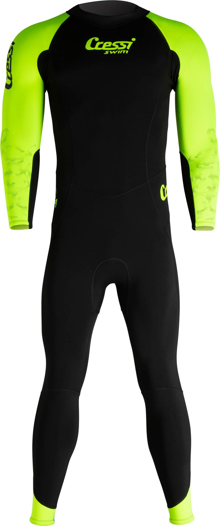 Cressi Karua Man Monopiece Swimsuit Multi Thickness 3/2 mm - Muta Monopezzo da Nuoto Neoprene Bifoderato 3/2 mm, Nero/Lime, Uomo