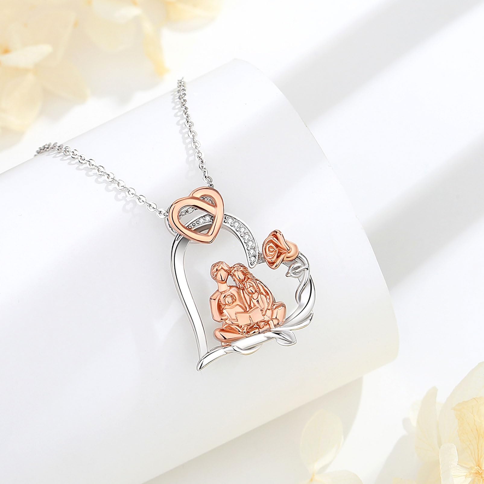 EUDORA Harmony Ball Collana Madre Bambina Argento Sterling 925 per Donna, Ciondolo Madre Figlia Doppio Cuore Gioielli Regalo Festa della Mamma per Mamma Moglie, Catena da 45 cm