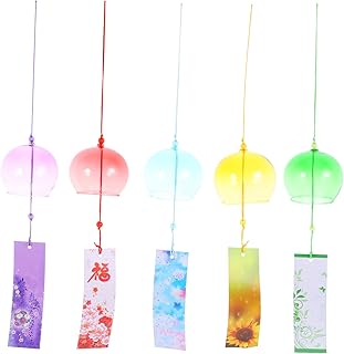 Amosfun 5 Pçs Sinos De Vento De Vidro Decorações Para Carro Vidro Colorido Praia Vidro Varanda Sino De Vento Sinos De Vidro Mar Sinos De Vento Para Fora Ao Ar Livre Pequeno Sino De Vento