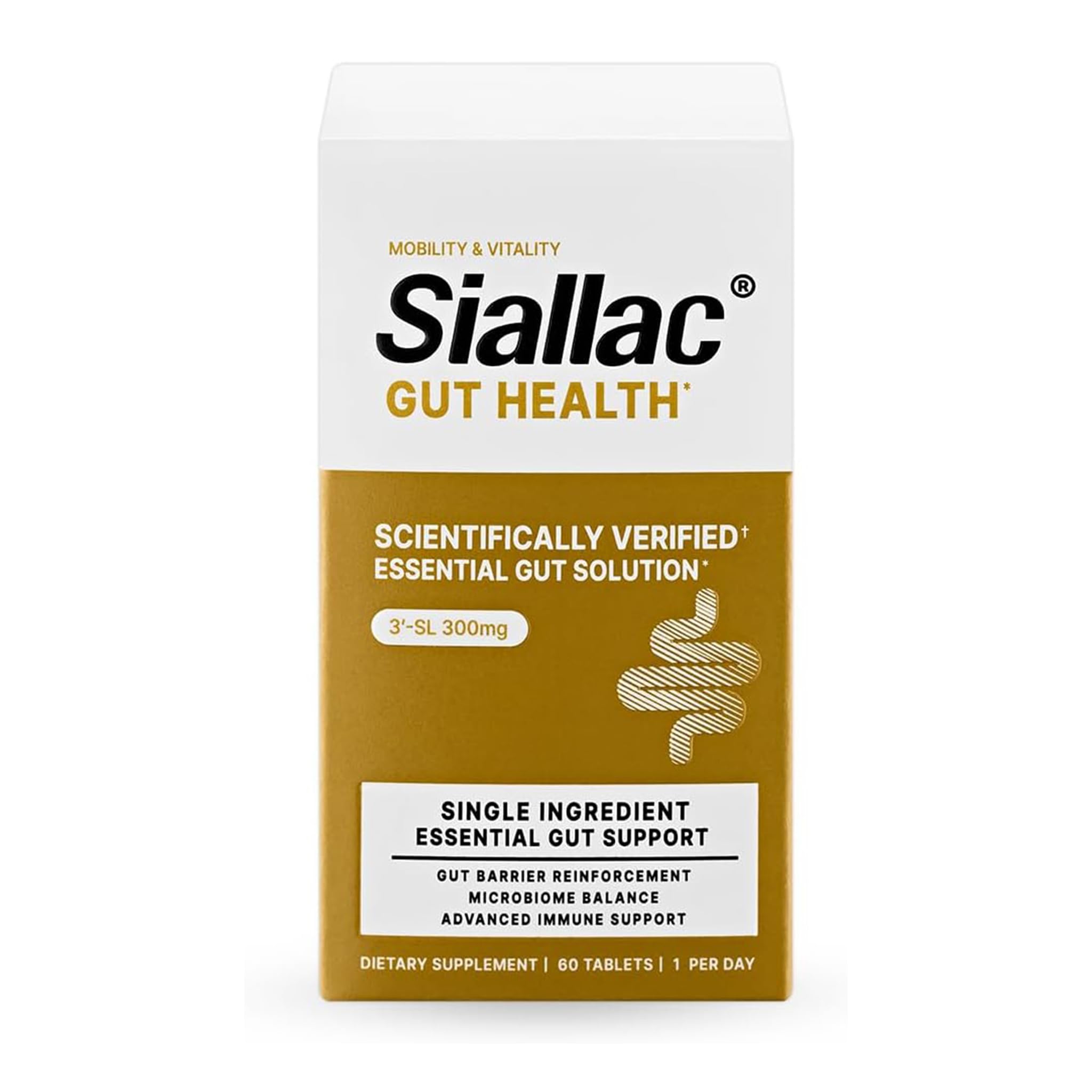 Gut Health - Gut Barrier Function, Epithelial Cell Growth, Immune Support, Enhances Nutrient Absorption, Microbiome Balance (HMO 3'-SL) (1 Pack) 60 Count (Pack of 1)