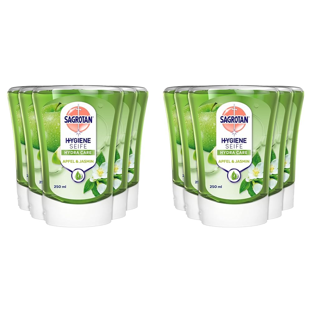 Sagrotan No-Touch Nachfüller Apfel und Jasmin – Für den automatischen Seifenspender – 5 x 250 ml Handseife (Packung mit 2)