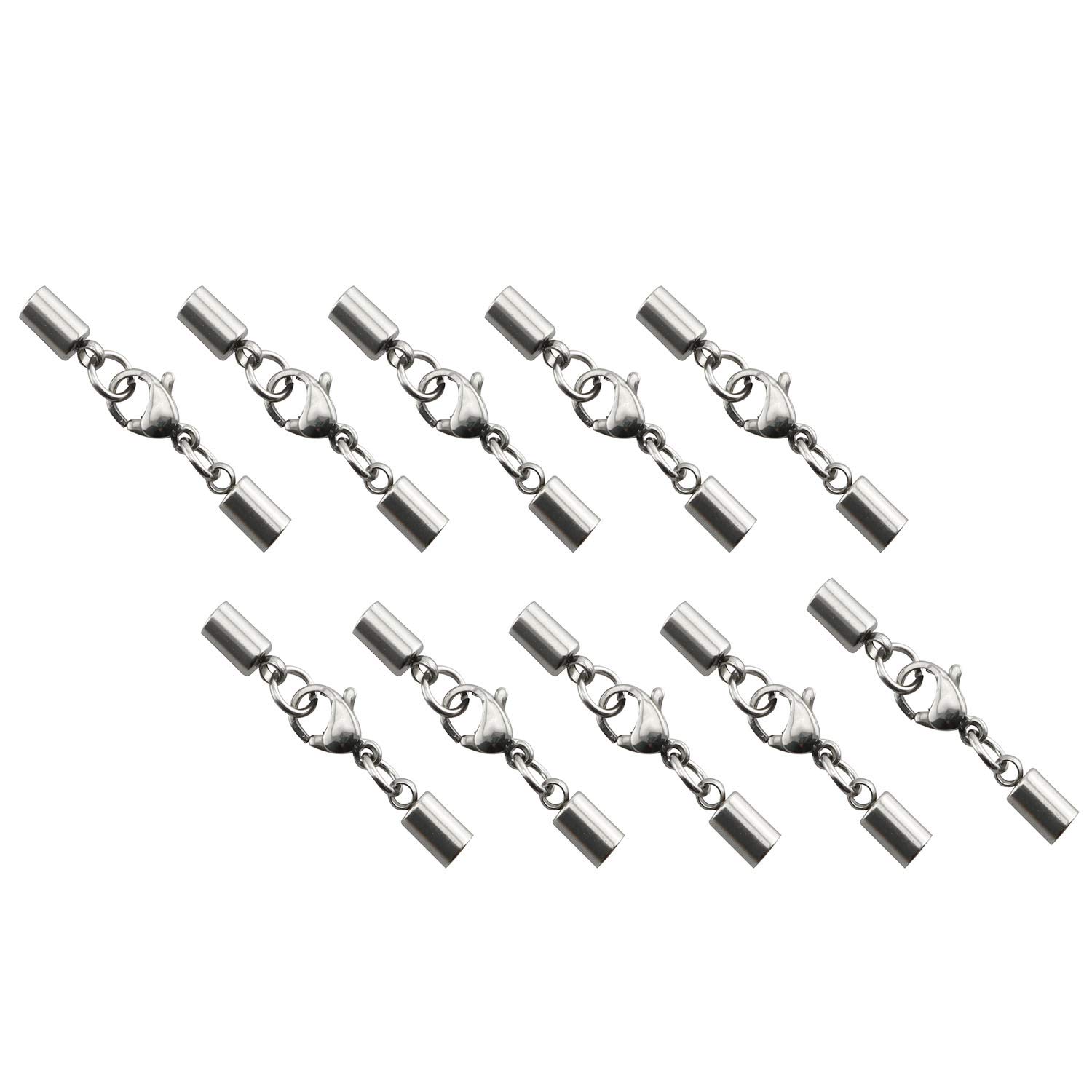 JCBIZ 10pcs 3mm Stainless Steel Leather Rope Lobster Claw Clasp for Leather Strap Clasp Bracelet Necklace Clasp DIY Accessories