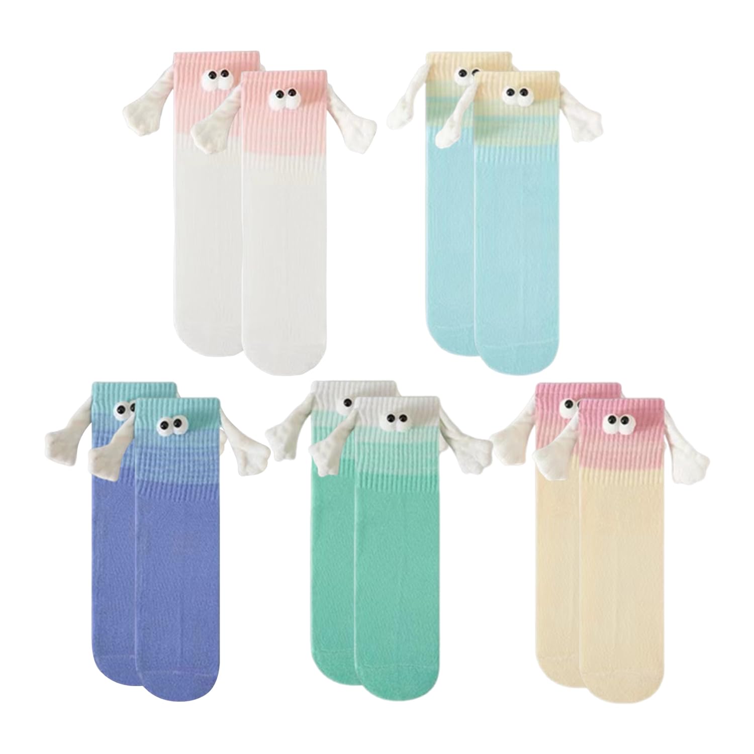 WUFGWBD 5 Pairs Of Magnetic Socks With Handles, Creative And Cute Socks With Handles, Colorful Couple Socks, Interesting Magnetic Socks, Bestie Socks
