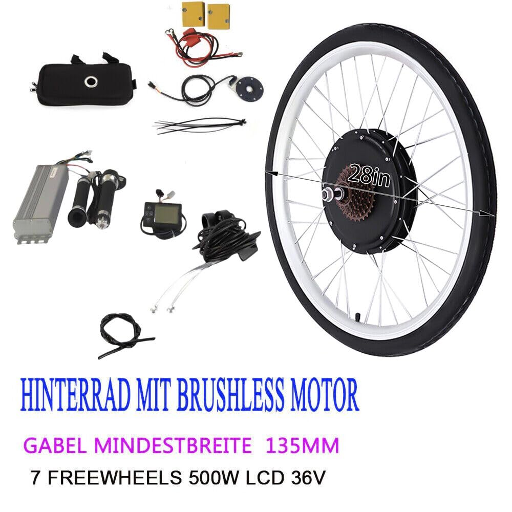 28 Zoll 36V 500W E-Bike Hinterrad Umbausatz LCD Motor Conversion Kit(außer Batterie)