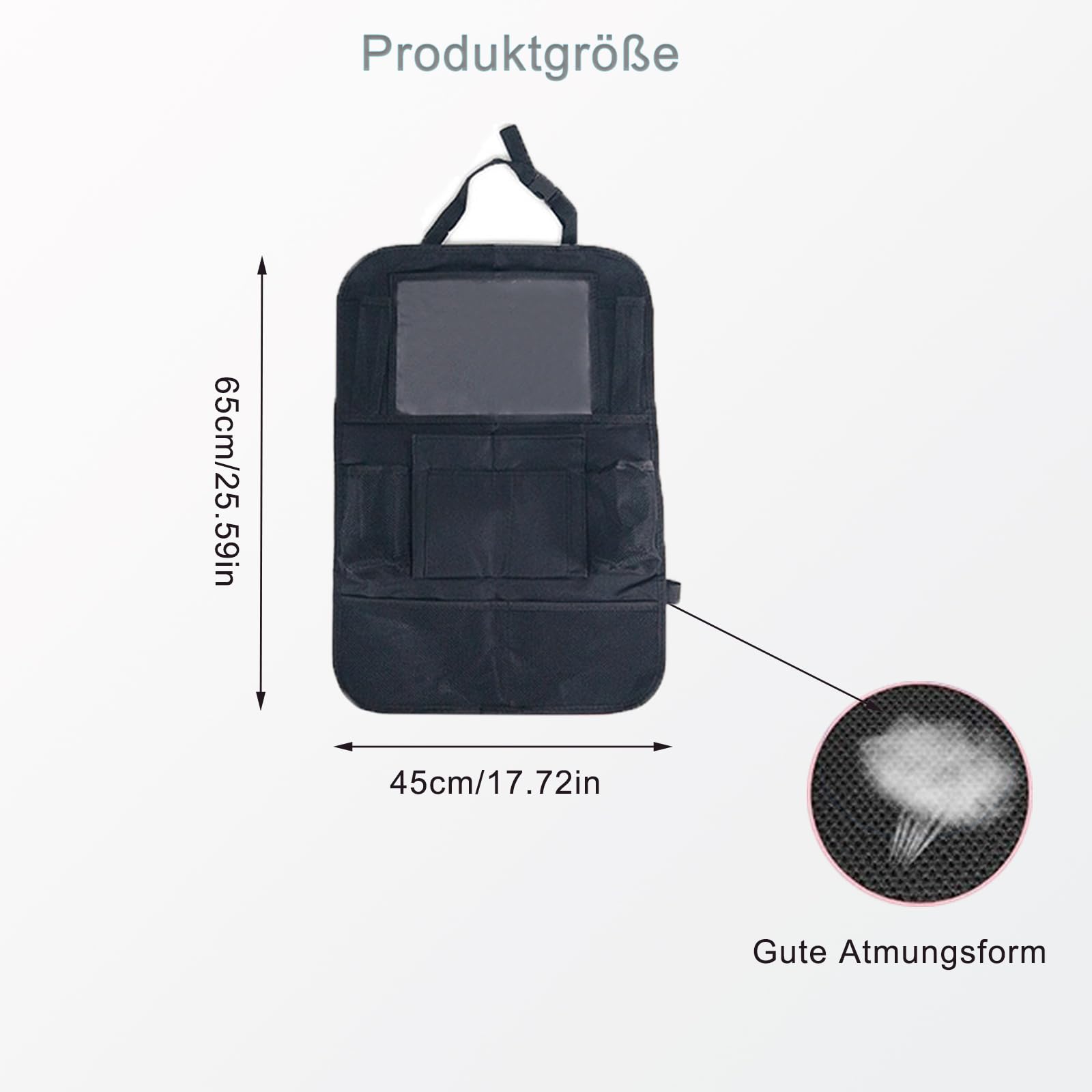 DeBizz Organizer na fotel samochodowy z 10 kieszeniami, wodoszczelny, ochrona oparcia samochodu dla dzieci, duży, składany ochraniacz na siedzenia, wielofunkcyjne akcesoria samochodowe do wnętrza