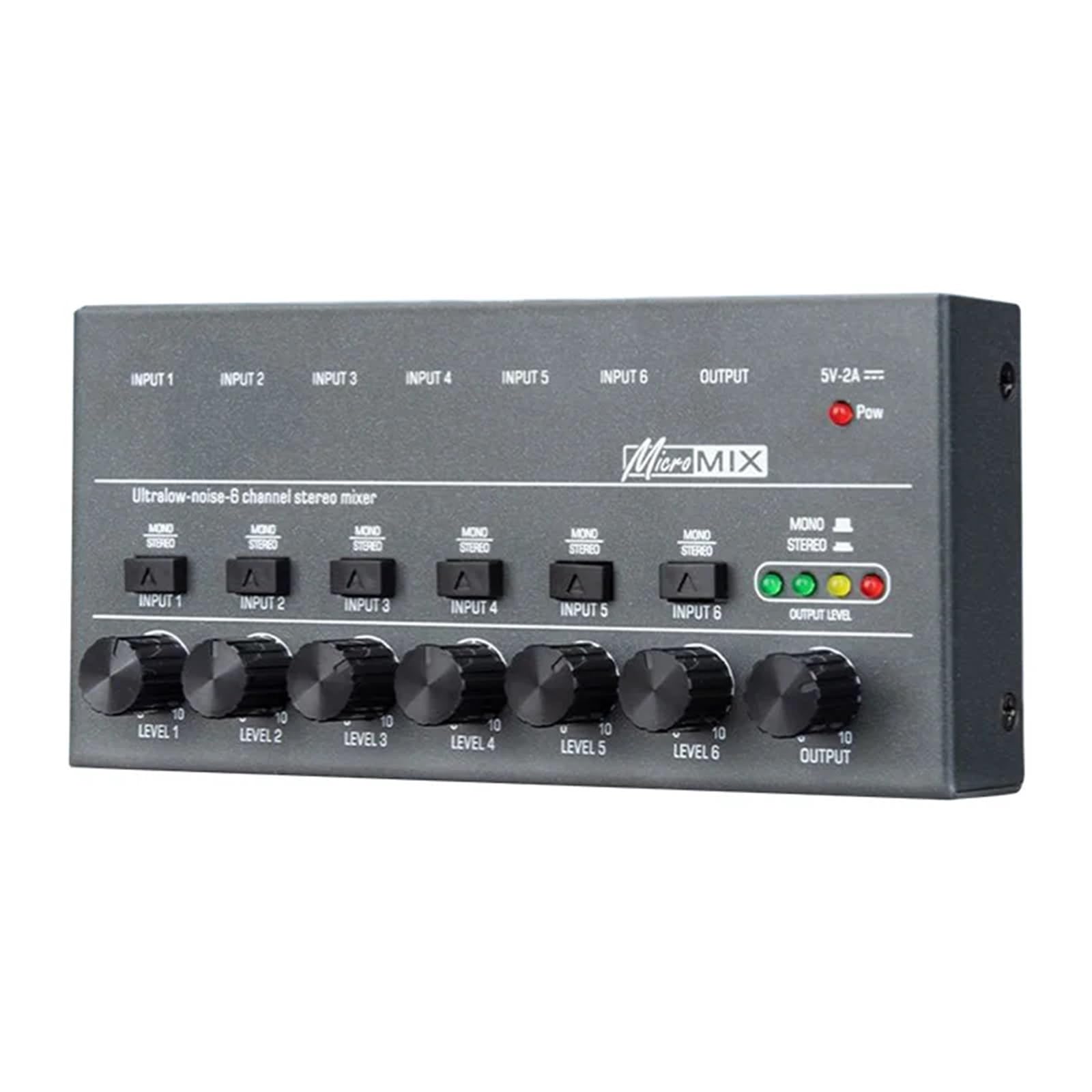 Mixer di linea a 4/6/8 canali for tastiere TYPE-C 5V 2A a rumore ultra basso con controlli volume separati for for sub-mixing per DJ professionisti(6 Channels)