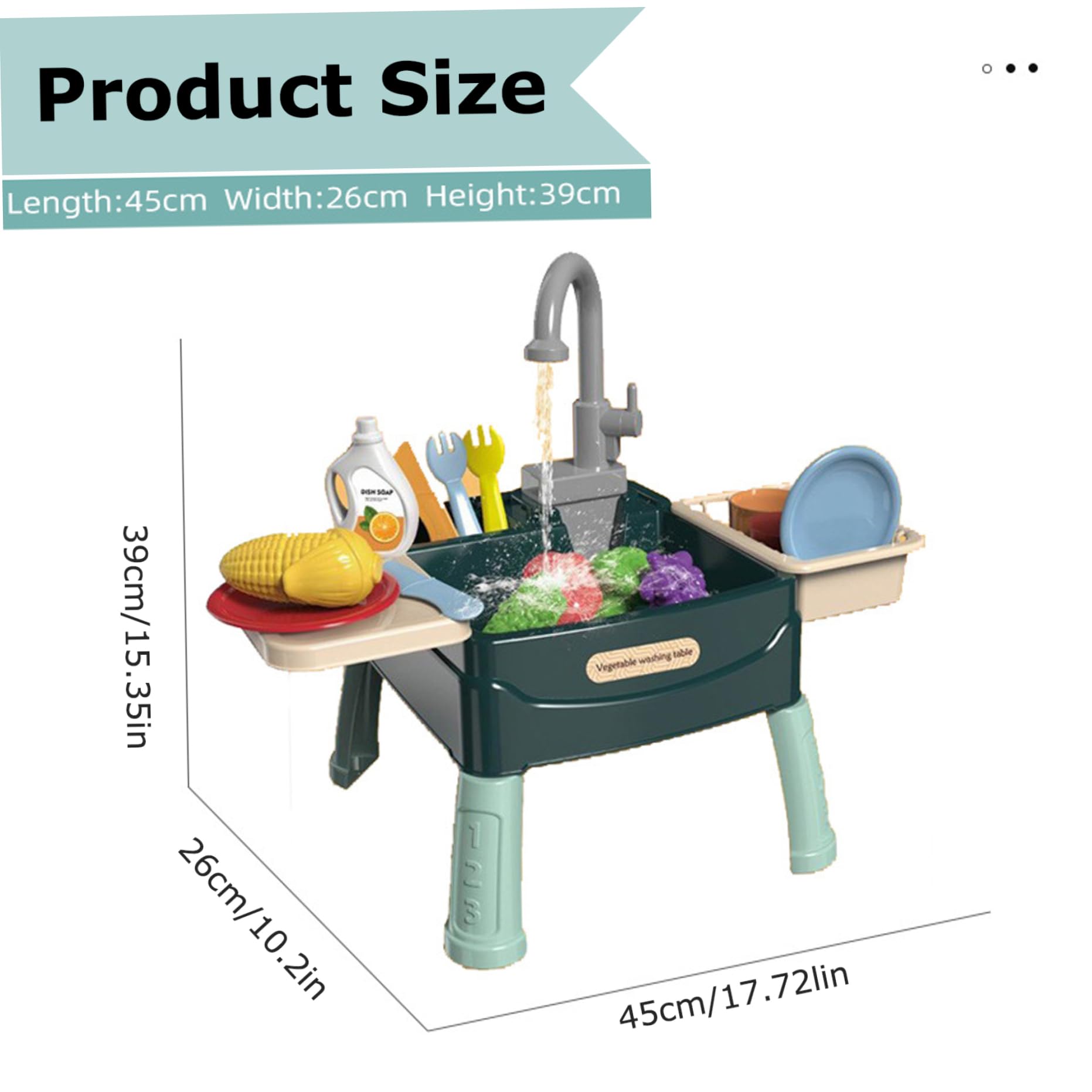 Évier de Jouet, 23 pièces/Ensemble évier de Jeu en Plastique sûr avec Eau Courante pour Enfants 3 Ans et Plus avec Coupe Fruits et légumes Robinet Travail, Jouets Jeu d'eau réutilisa