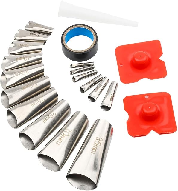 20pcs Caulking Finisher Kit Stainless Steel Caulk Nozzle Mighty Caulking Finisher Assorted Sizes Caulk Nozzle Applicator Caulking Tool for Kitchen Bathroom Window