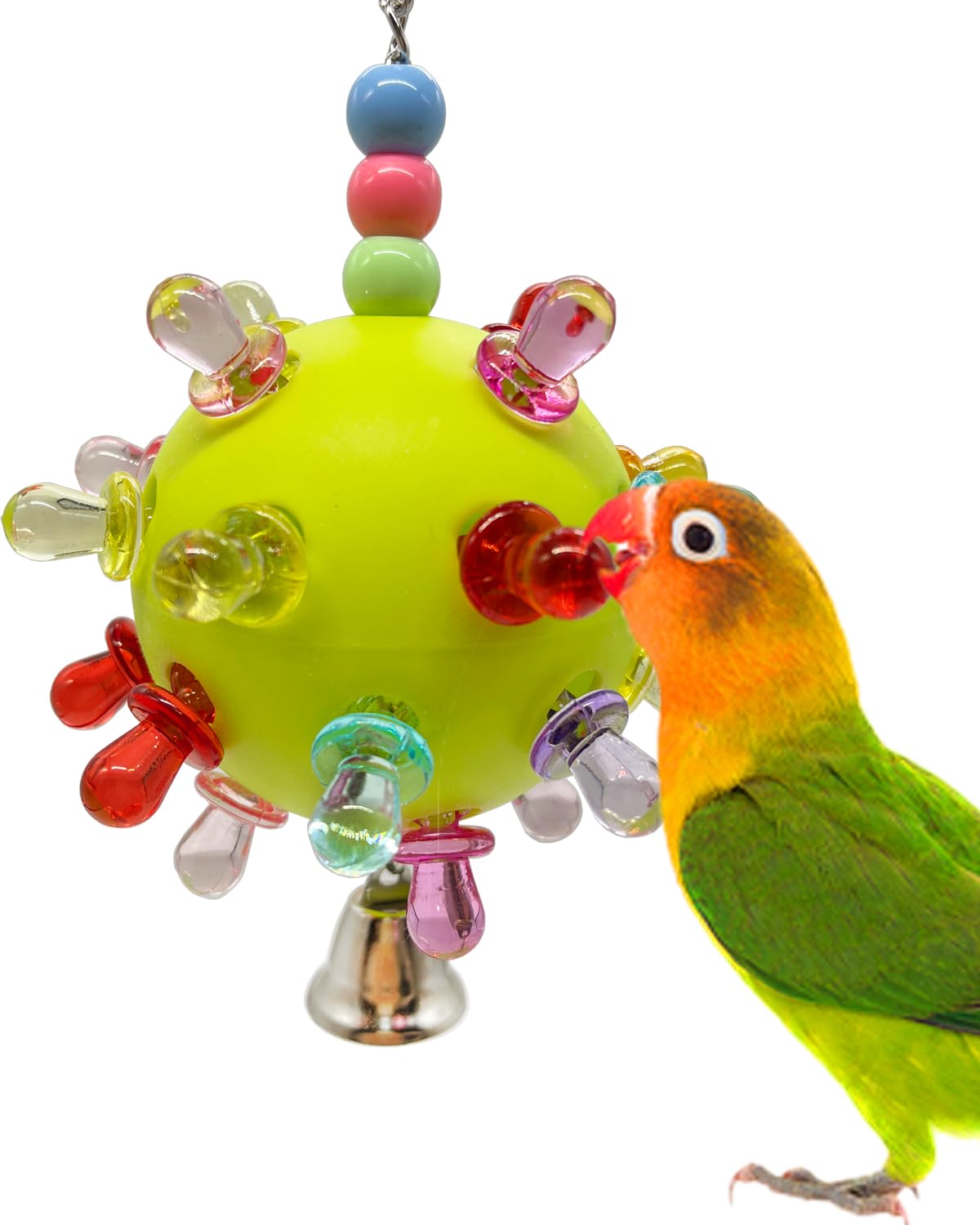 CTAILSOD Conure Toys, Parrot Toys Bird Ball Toy Cockatiel Hanging Toys Parakeet Foot Toys Colorful Pacifier Toys for Small-Medium Birds
