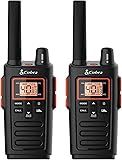 Cobra RX380 Walkie Talkies (2-Pack) – Weather Resistant Two Way Radios Long Range, 40 Pre-Programmed Channels, Weather Alerts, LED Flashlight, Long-Life NiMH Batteries (Black)