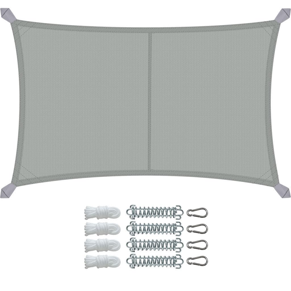 VOUNOT® Vela Ombreggiante Impermeabile Rettangolare 3x5m, Tenda da Sole per Esterno in Polyester con Kit di Fissaggio, Protezione UV 95%, Vele Ombreggianti per Giardino, Balcone, Terrazza, Grigio