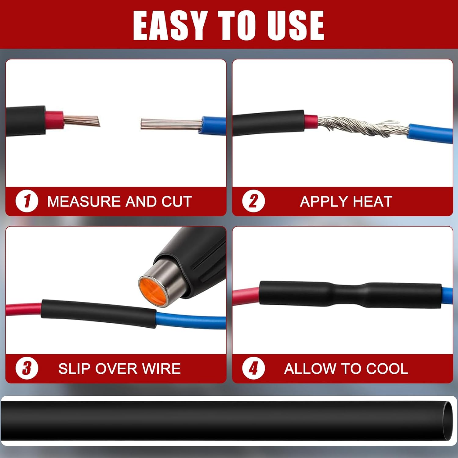Relaxweex 1 Pcs Heat Shrink Tubing, 3: 1 Ratio Dual Wall Adhesive Lined, Marine Grade Waterproof, Insulated Sealed for Industrial/Automotive Cable Repair(3/8'' (9.5mm)-82ft,Black)