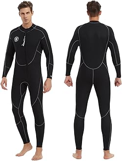 Lemorecn Men's Wetsuit 3/2mm and 5/4mm,Full Wetsuits for Men,Men‘s 3mm Full Wetsuit Front Zip for Diving Snorkeling Surfing Swimming