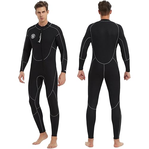 Lemorecn Men's Wetsuit 3/2mm and 5/4mm,Full Wetsuits for Men,Men‘s 3mm Full Wetsuit Front Zip for Diving Snorkeling Surfing Swimming