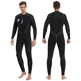 Lemorecn Wetsuits Mens Front Zip Neoprene 3mm Full Suit(3040black-L)