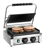 Bartscher Kontaktgrill Panini-MDI 1GR mit Digital-Anzeige, Timer und Signalton, Grillplatten emailliert, 230 V, für Gastronomie