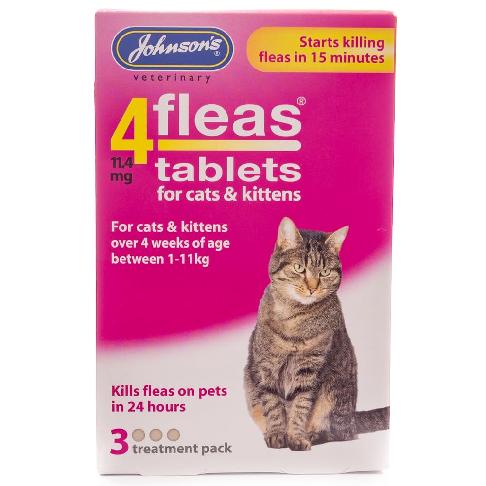 LEEWAY JOHNSONS 4FLEAS TABLETS FOR CATS AND KITTENS – 1KG TO 11KG – 3 TAB PACK - FLEA (X1 PACK)