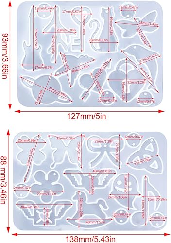 Miniatura 2 de Zayookey 2 moldes de resina para aretes con agujero, moldes de joyería para resina epoxi, moldes de silicona para collares, llaveros, dijes de resina