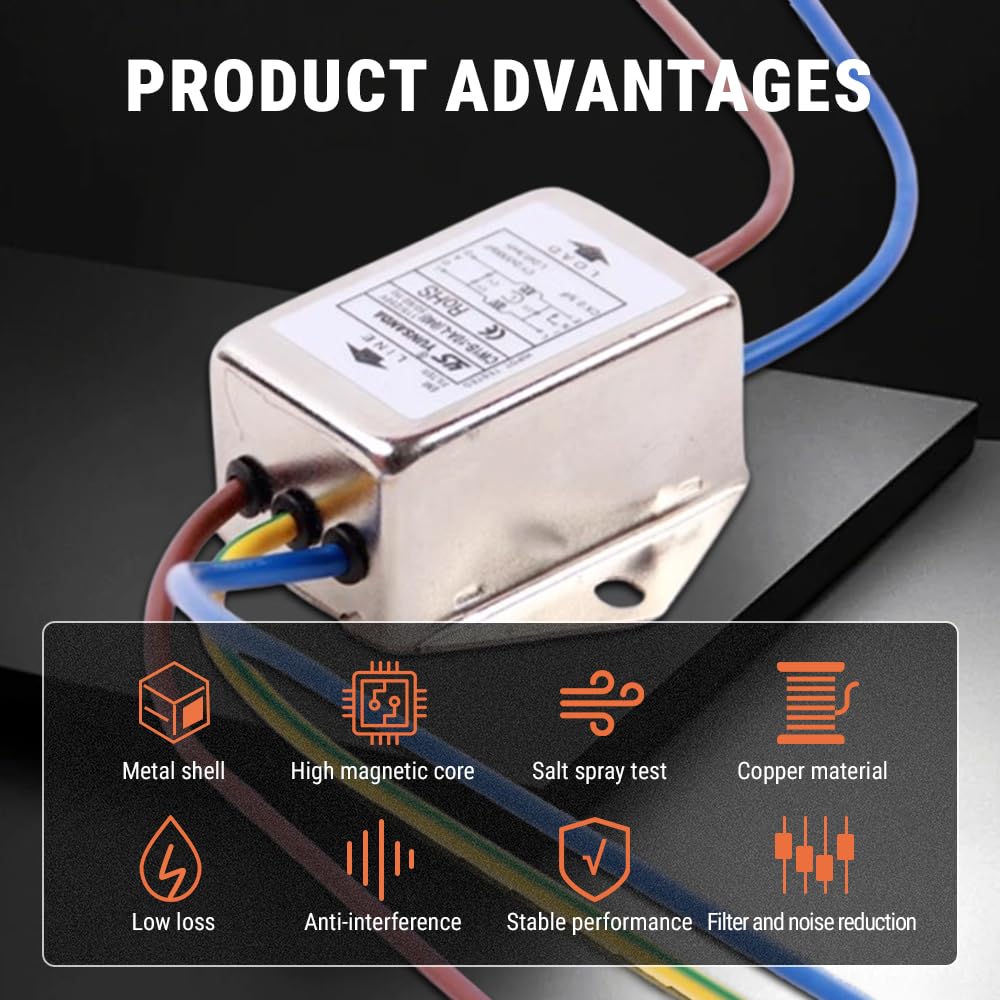 LANTRO JS Filtre De Puissance, Filtre Monophasé Cw1b-10a-l Filtre De Puissance Emi Filtre Antiparasite électromagnétique 125 / 250v