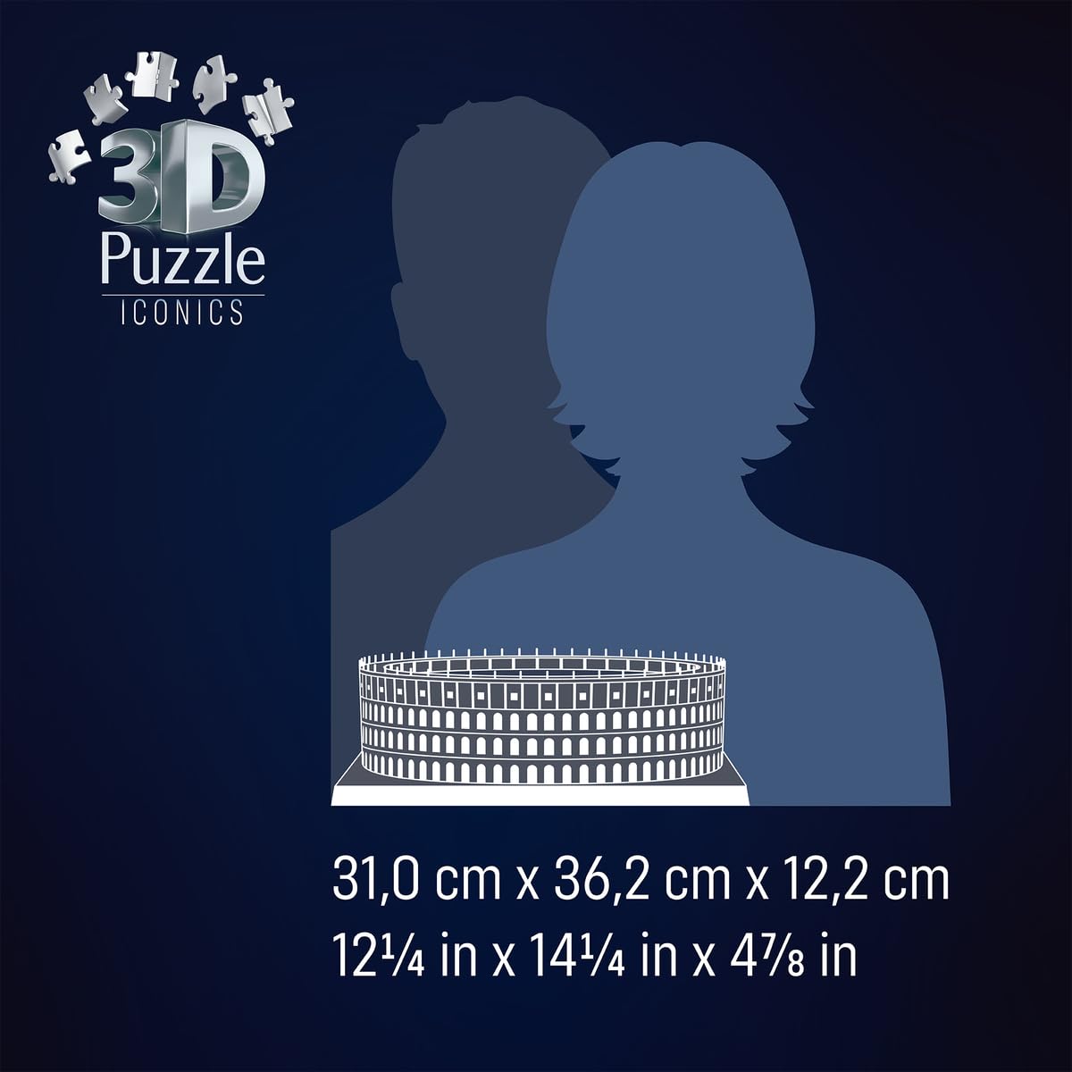 Ravensburger - Puzzle 3D Colisée Lumineux - Monument à Construire sans Colle - 216 Pièces - Socle LED Multicolore - Dès 10 Ans - Lampe Déco - 12008034