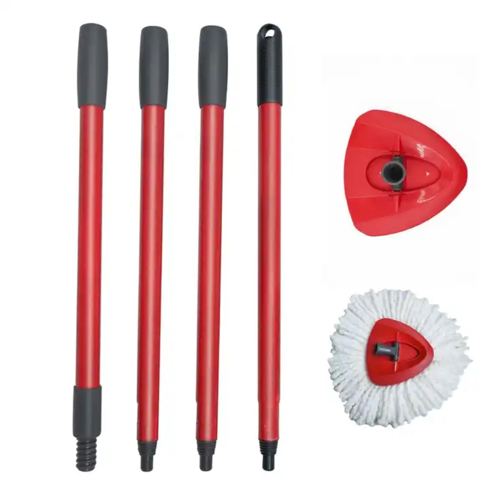 Spin Mop Handle Replacement Mop Stick Refill and Base Compatible with Vileda/O-Cedar Easy Wring Bucket System, 30" to 58" Extendable Handle with Base & Easywring Refill Triangle Shape