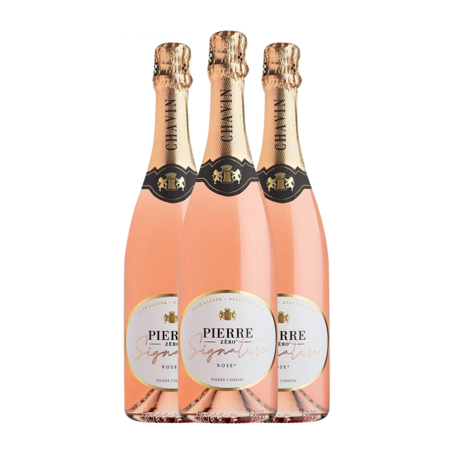 Pierre Chavin Zéro Signature Rosé 75 cl Sin Alcohol Espumoso rosado (Caja de 3 Botellas de 75 cl)