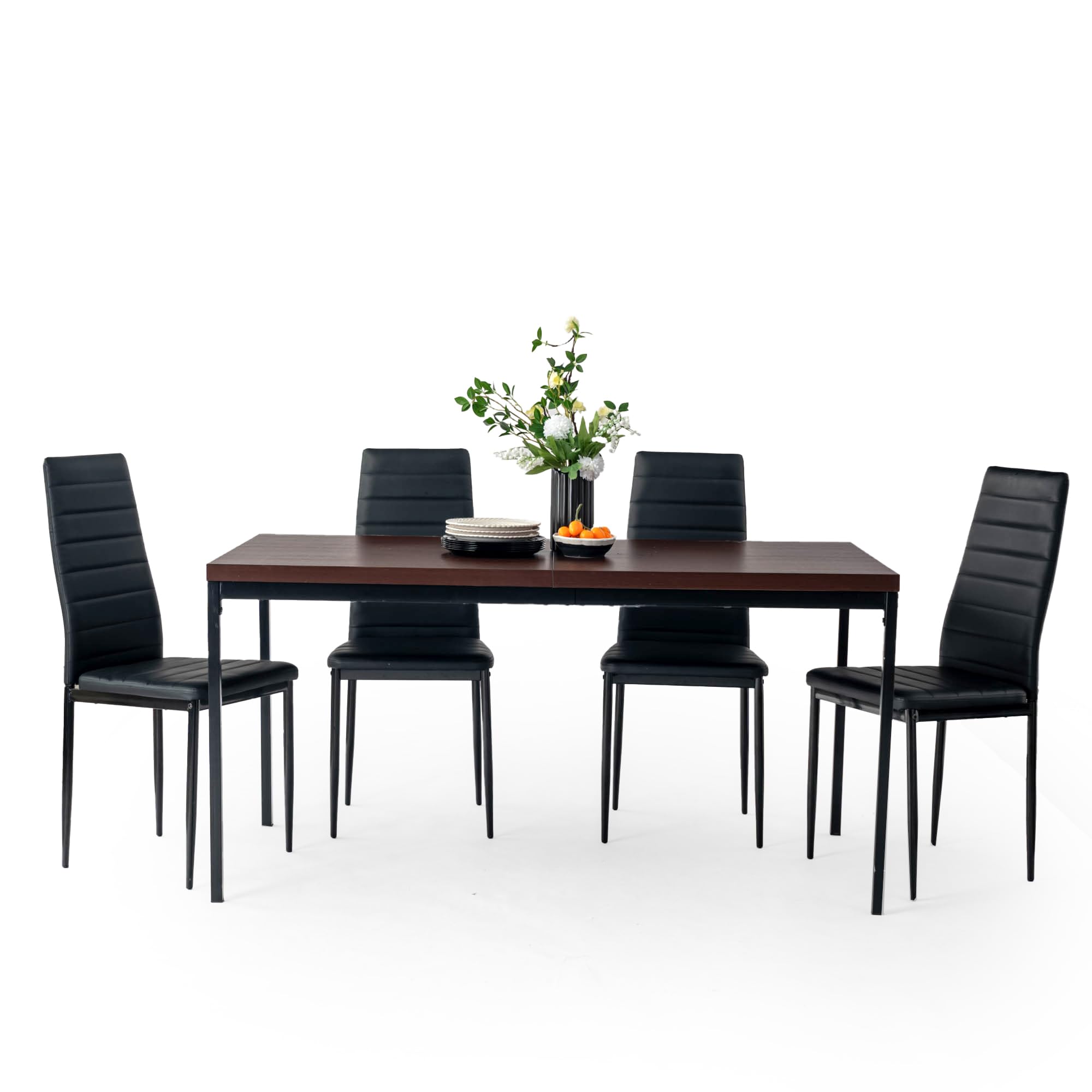 FurnitureR Tables de Conférence Rectangulaires en Brune, pour 4 à 6 Personnes, Plateau en Bois Epais avec Structure Métallique, pour Formations, Réunions, Conférences, 150x75x75cm