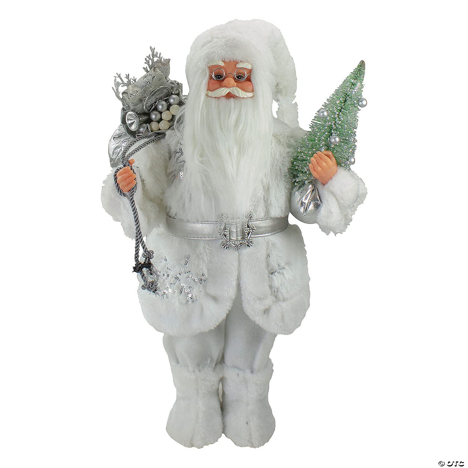 Northlight 18" Standing Santa Christmas Figure Dressed in Winter White | Plastic | 1 Pc.