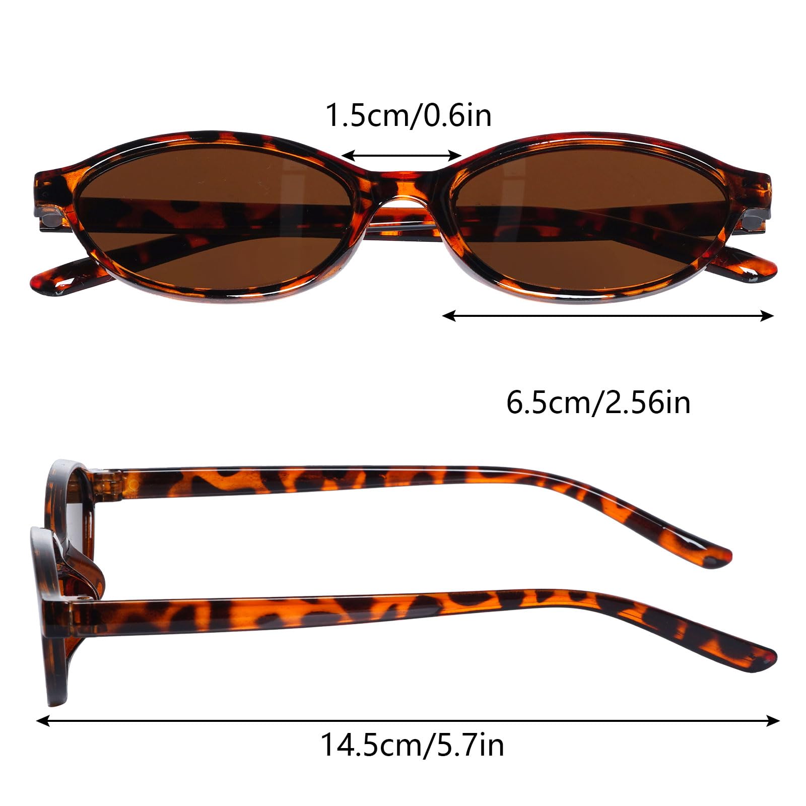 5 Paar Retro Oval Cat Eye Sonnenbrille für Damen 90er Jahre Designer Schmale Sunnies Y2k Trendy UV-Schutz Sonnenbrille