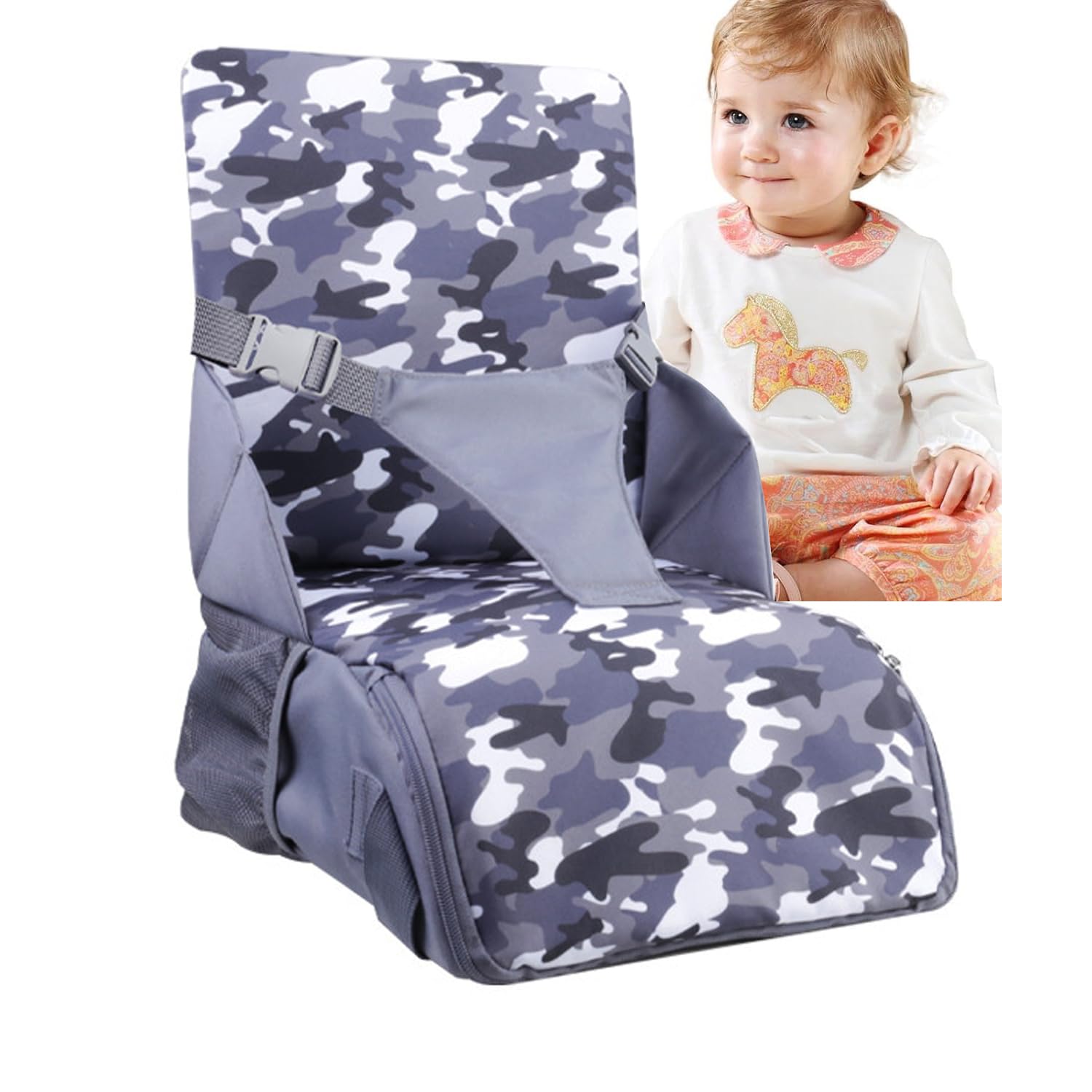 HEYOUTH Alzador Silla para Niños Comer,Trona de Viaje Portatil,Elevador Silla para Niños comer,Se Convierte en Bolso de Viaje o en Bolso Cambiador para Bebés, Niños Pequeños, Unisex