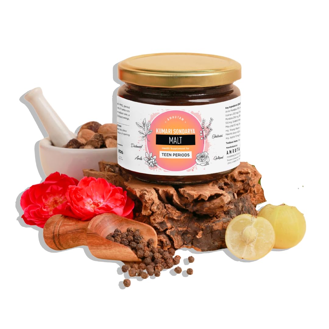 AMRUTAM Kumari Sondarya Avaleh | Ayurvedic Medicine for Teenage Girls with Triphala Murabba, Gajar Beej, Shatavari, Dashmool & Gokhru | 30+ Ayurvedic Herbs