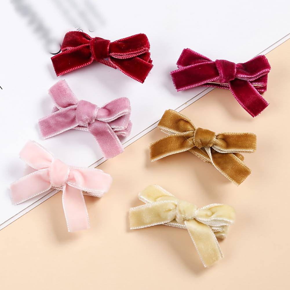 FSSTUD 20 Pcs Small Velvet Bow Hair Clips Mini Colorful Hair Bows Cute Bowknot Hair Barrettes Fully Lined Alligator Hair Clips Tiny Bow Hair Pins Colored Hair Clip Bows for Infants Toddlers - Image 2