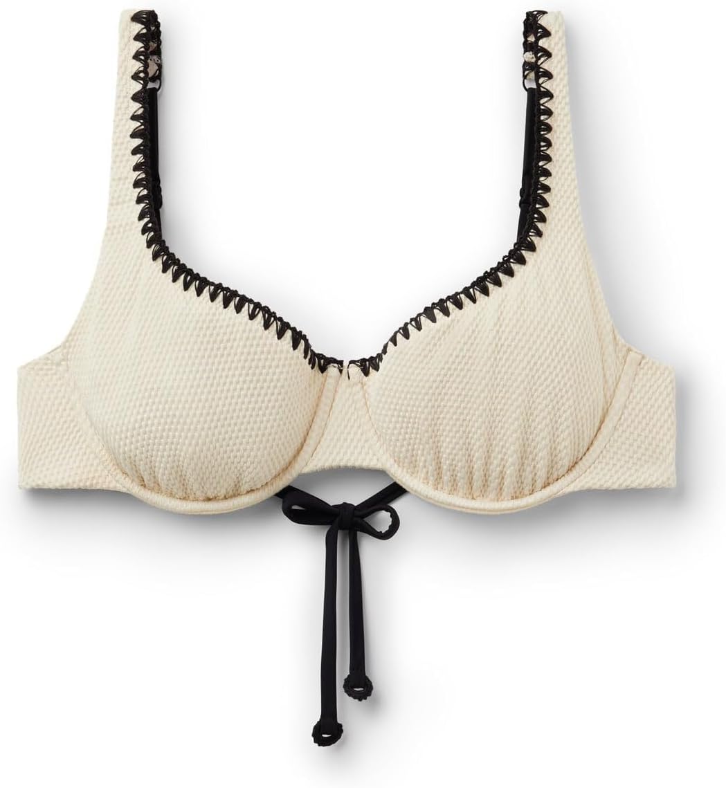 CALZEDONIA Woman's Balconette Swimsuit Top Bicolor Embroidery