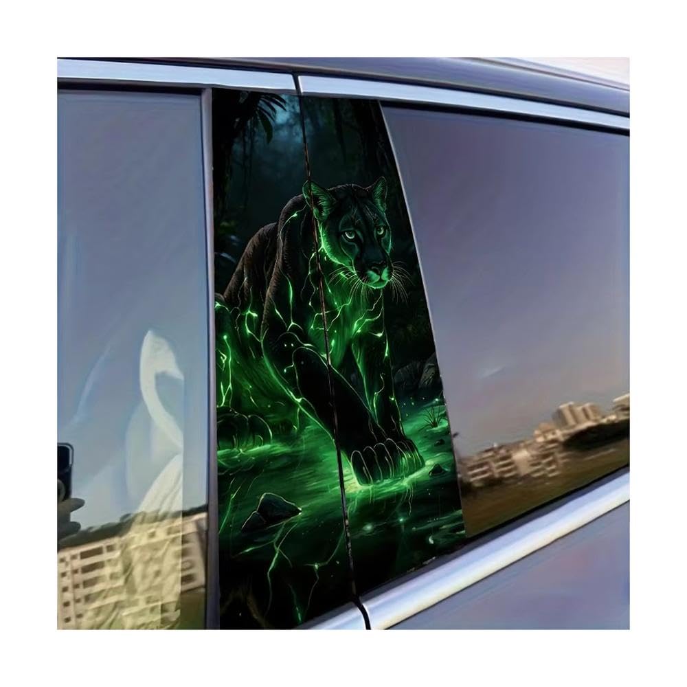 Decorative Items 2 PCS Car Center Column Decal Glowing Black Panther Glossy Protective Polyethylene Film