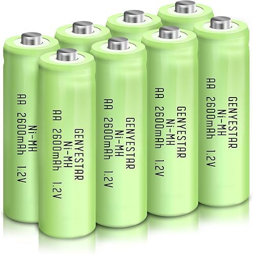 NIMH - Baterías AA recargables, 1.2 V, doble A, 2600 mAh, alta capacidad, paquete de 8 baterías AA precargadas, baja autodescarga para dispositivos