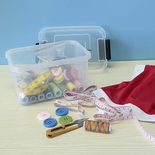 Miniatura 4 de Teyyvn Mini caja de plástico con tapa de bloqueo (paquete de 4, 2 L, transparente)