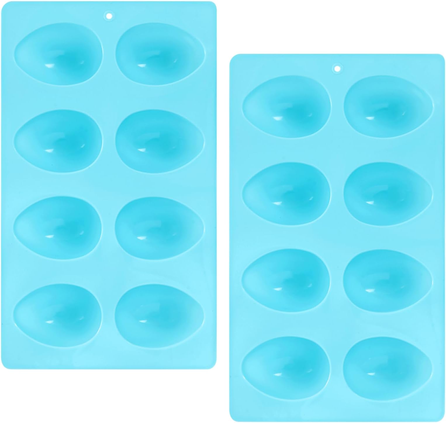 8-Cavity Easter Egg Shape Silicone Molds, 2Pcs Food-grade Baking Supplies for DIY Cake Decoration, Chocolate, Candy, Jello, Pastry, Muffin, Bread, Ice Cube (Blue)