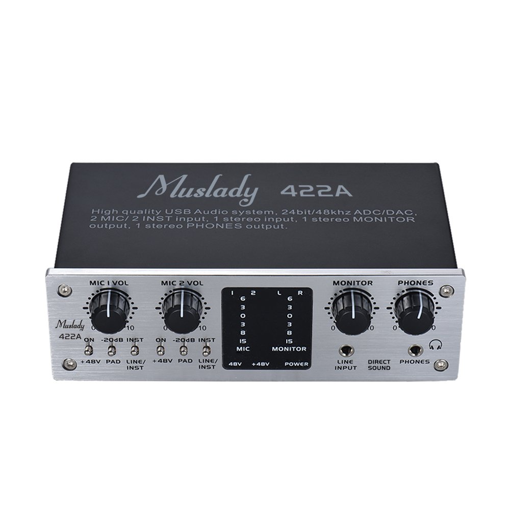 Festnight 422A 4-Channel USB Audio System Interface External Sound Card +48V Phantom Power DC 5V Power Supply for Computer Smartphone with USB Cable-image-19