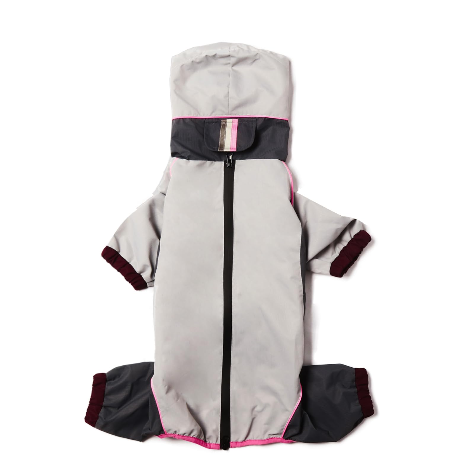 LaifugDog Raincoat, Slate Gray Four-Legged Dog Rain Jacket with Reflective Strip, Leash Hole and Zipper, Lightweight Snow-Proof Dog Poncho with Storage Pocket for Small Medium Large Dogs (L,Gray)