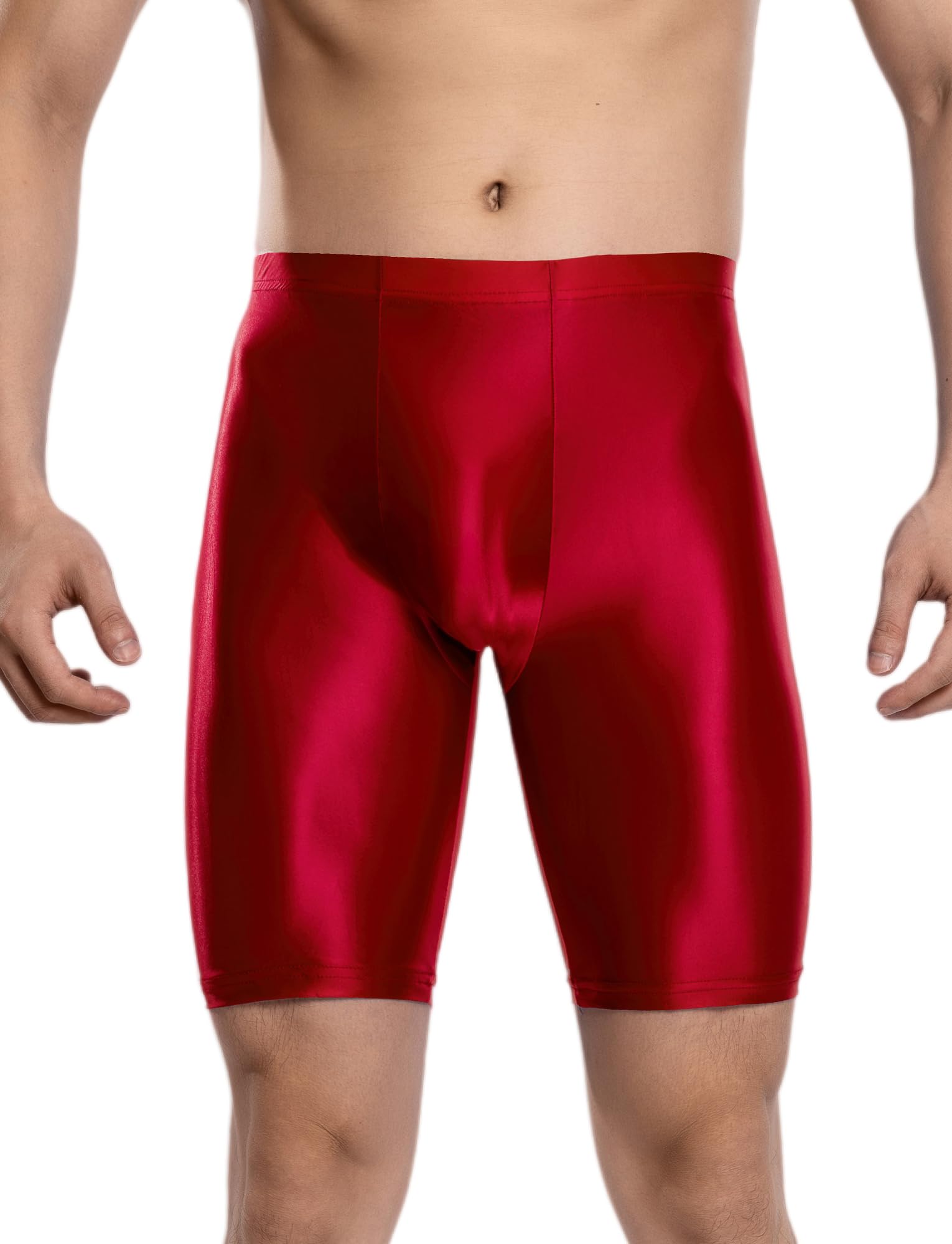 Short Brillant Homme Short de Compression Homme Sport de Short Legging Homme Sport Wetlook Élastique Collants de Course Short de Sport Court Sexy Homme Caleçon Long